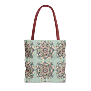 Stylish Mandala Tote Bag with Sturdy Black Cotton Handles - Dipaliz - 16’’ × / Red - Bags