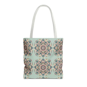 Stylish Mandala Tote Bag with Sturdy Black Cotton Handles - Dipaliz - 16’’ × / White - Bags