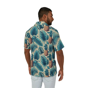Tropical Hawaiian Camp Shirt - Vibrant Mens Palm Leaf Print - Dipaliz - Shirts