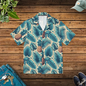 Tropical Hawaiian Camp Shirt - Vibrant Mens Palm Leaf Print - Dipaliz - Xs - Shirts