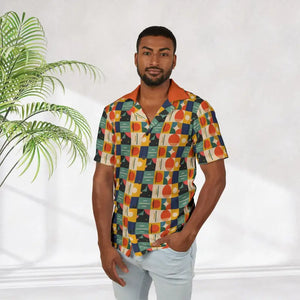 Button Shirt - Men’s Hawaiian Camp Vibrant All-over Print - Dipaliz Xs