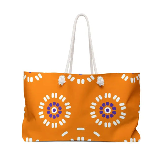 Vibrant Orange Floral Oversized Weekender Bag for Getaways - 24’’ × 13’’ Bags