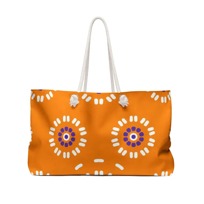 Vibrant Orange Floral Oversized Weekender Bag for Getaways - 24’’ × 13’’ Bags