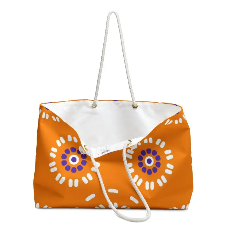 Vibrant Orange Floral Oversized Weekender Bag for Getaways - 24’’ × 13’’ Bags