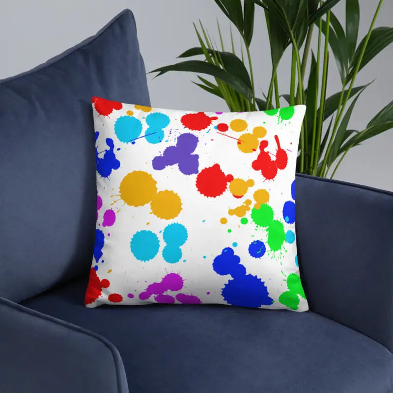 Vibrant Paint Splats Pillow with Washable Cover! - Home Decor