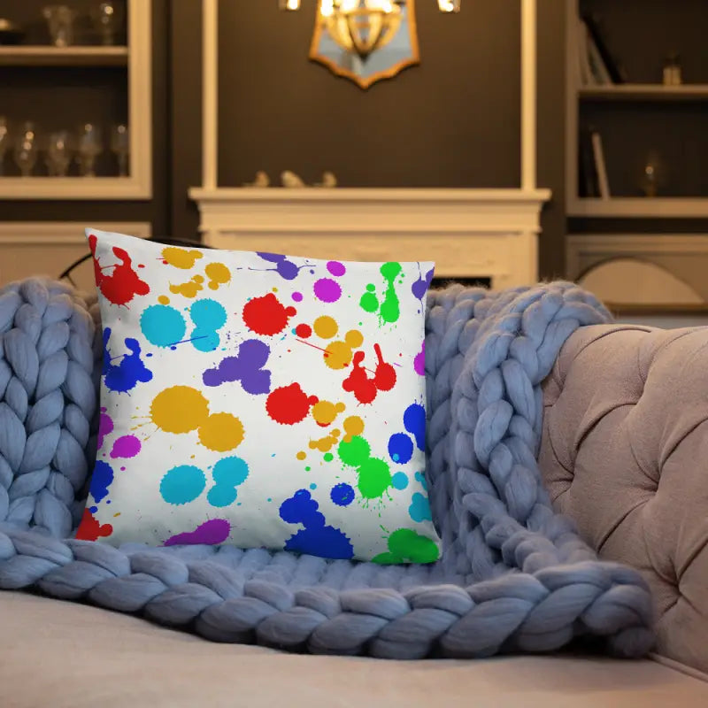 Vibrant Paint Splats Pillow with Washable Cover! - Home Decor