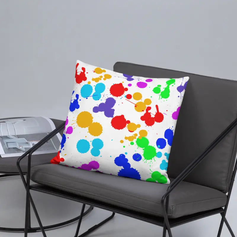 Vibrant Paint Splats Pillow with Washable Cover! - Home Decor