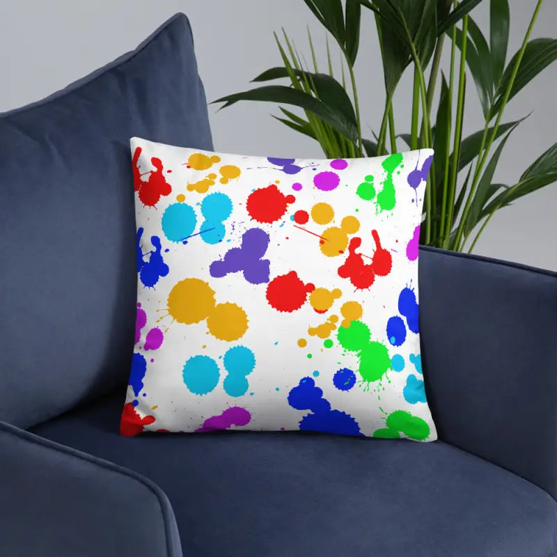 Vibrant Paint Splats Pillow with Washable Cover! - Home Decor