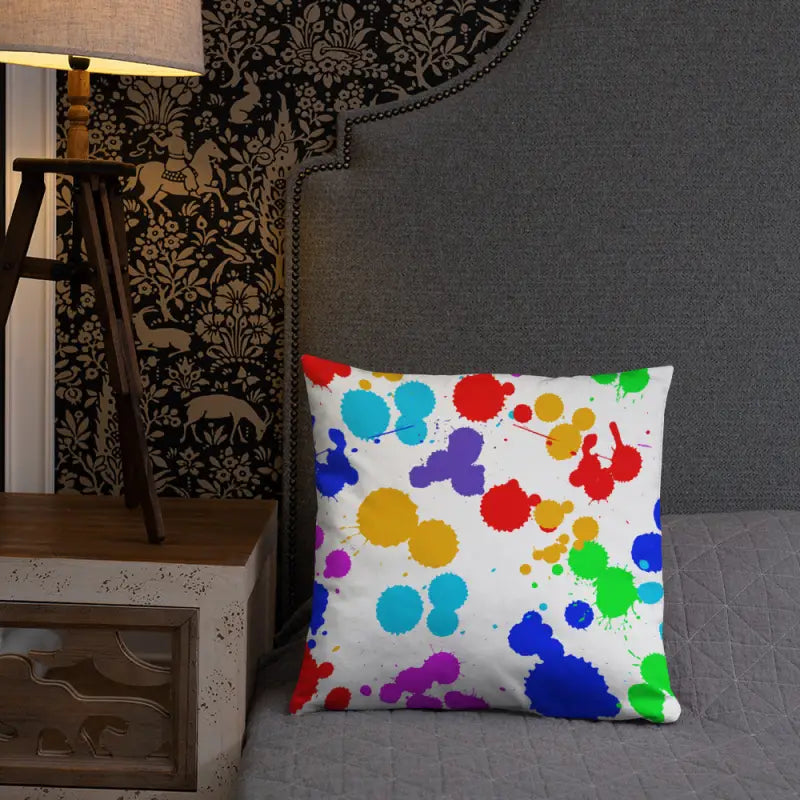 Vibrant Paint Splats Pillow with Washable Cover! - Home Decor