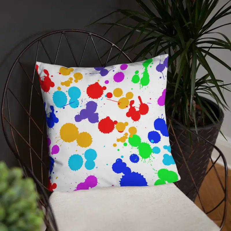 Vibrant Paint Splats Pillow with Washable Cover! - Home Decor