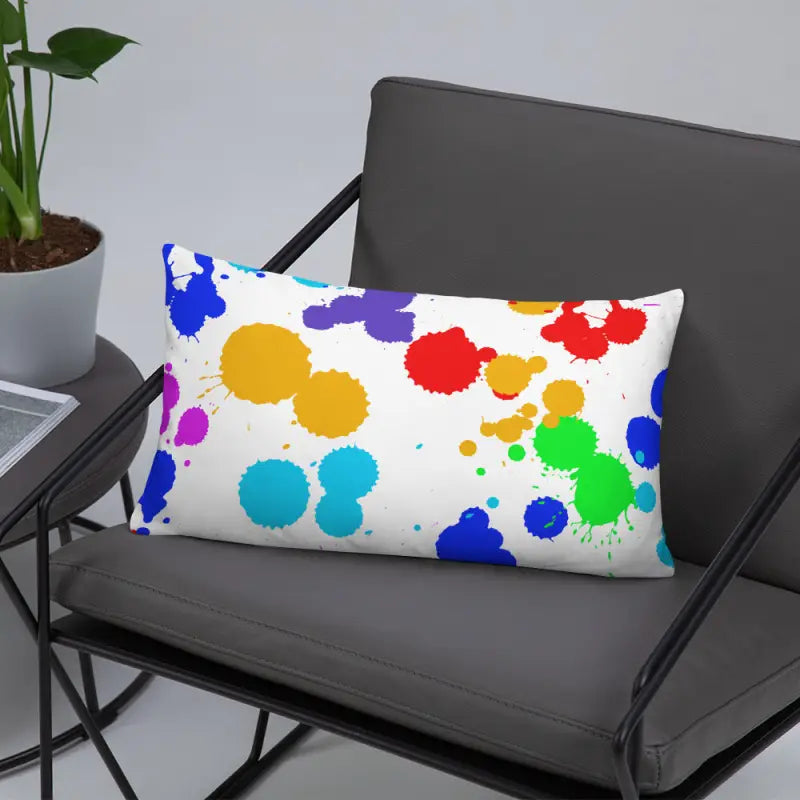 Vibrant Paint Splats Pillow with Washable Cover! - Home Decor