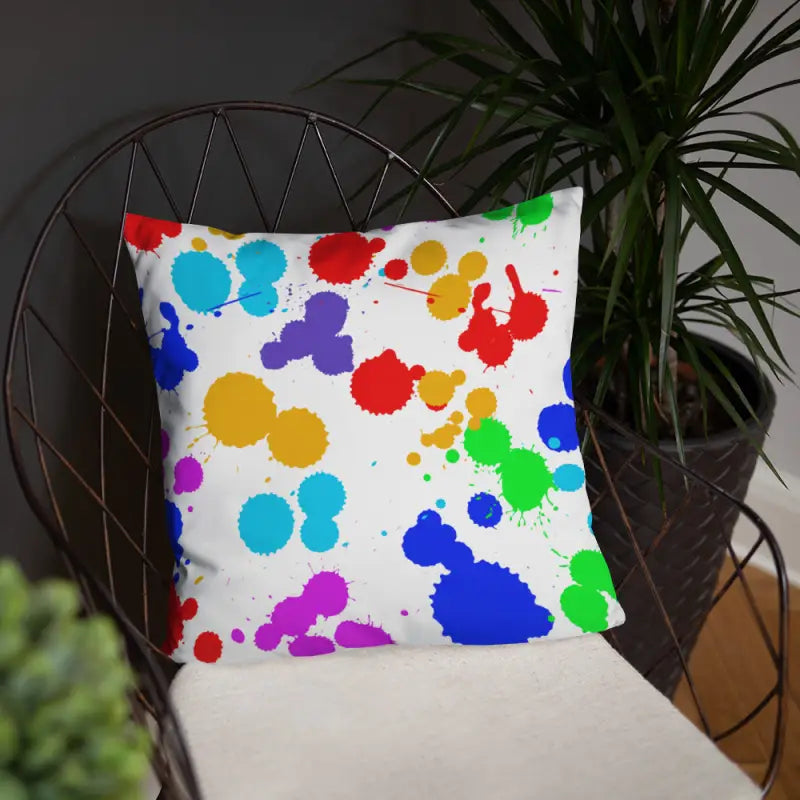 Vibrant Paint Splats Pillow with Washable Cover! - Home Decor