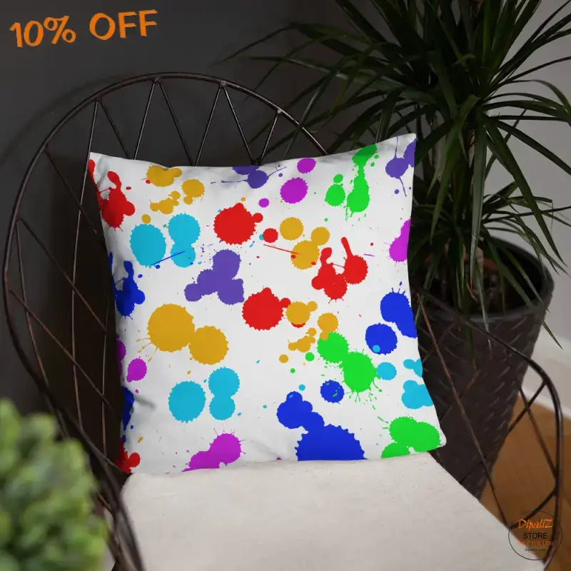 Vibrant Paint Splats Pillow with Washable Cover! - Home Decor