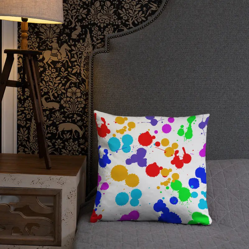 Vibrant Paint Splats Pillow with Washable Cover! - Home Decor