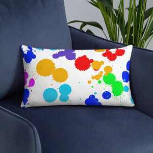 Paint Splats Accent Pillow - Washable Cover Concealed Zipper - Dipaliz - Throw Pillows