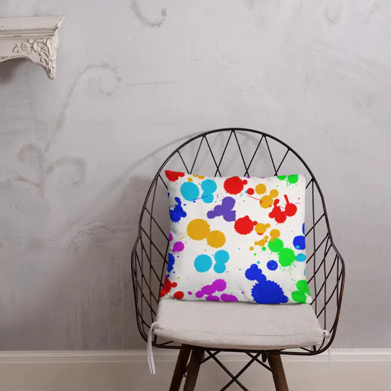 Vibrant Paint Splats Pillow with Washable Cover! - Home Decor