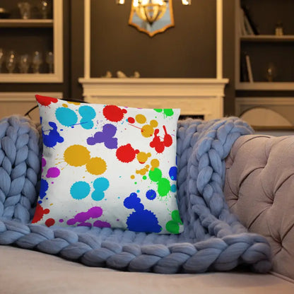 Vibrant Paint Splats Pillow with Washable Cover! - Home Decor