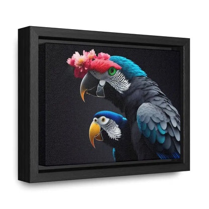 Vibrant Parrot Birds Canvas in Horizontal Frame for Home Decor - 7’’ x 5’’ / Black / Premium Gallery Wraps (1.25″)