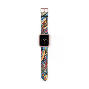 Watch Band - Vibrant Pattern Faux Leather Style - Dipaliz - 42 - 45 Mm / Rose Gold Matte - Bands