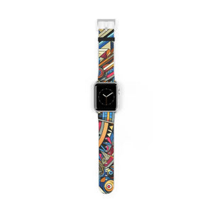 Watch Band - Vibrant Pattern Faux Leather Style - Dipaliz - 42 - 45 Mm / Silver Matte - Bands