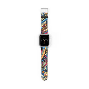 Watch Band - Vibrant Pattern Faux Leather Style - Dipaliz - 38 - 41 Mm / Silver Matte - Bands