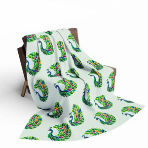 Vibrant Arctic Fleece Blanket - Lively Tropical Peacock - Dipaliz - 60’’ × 80’’ - Blankets