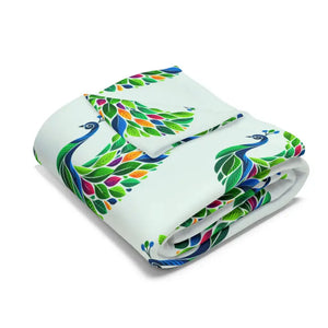 Vibrant Arctic Fleece Blanket - Lively Tropical Peacock - Dipaliz - Blankets