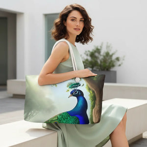Vibrant Peacock Oversized Polyester Weekender Bag - Dipaliz - Luggage & Bags