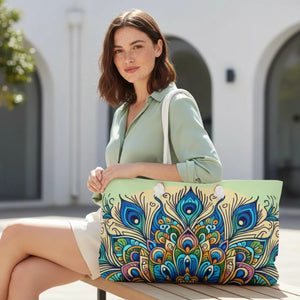 Vibrant Peacock Paradise Weekender Tote - Oversized - Dipaliz - Luggage & Bags