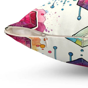 Colorful Geometrical Designs Throw Pillows - Vibrant Square - Dipaliz