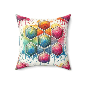 Colorful Geometrical Designs Throw Pillows - Vibrant Square - Dipaliz