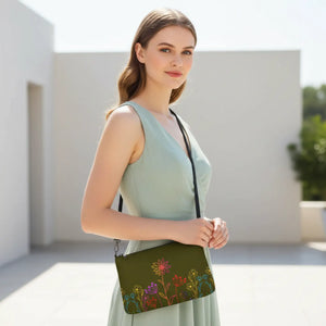 Vibrant Rainbow Colored Flowers Crossbody Bag Canvas - Dipaliz - Cross Body Bags