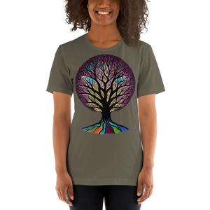 Rainbow Colored Tree Unisex t Shirt - Vibrant Style - Dipaliz - Army / s - T-shirts