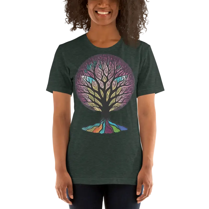 Vibrant Rainbow Dreams Unisex Tee: Splash your Style! - Heather Forest / s T-shirts