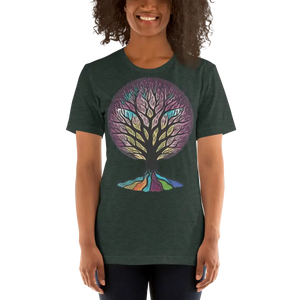 Rainbow Colored Tree Unisex t Shirt - Vibrant Style - Dipaliz - Heather Forest / s - T-shirts