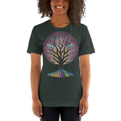 Vibrant Rainbow Dreams Unisex Tee: Splash your Style! - Heather Forest / s T-shirts