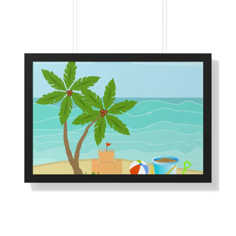 Chill with the Vibrant Sand Castle Framed Horizontal Poster - 30’’ x 20’’ / Black