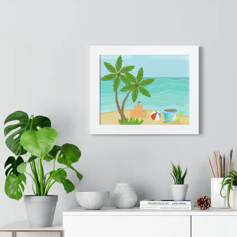 Chill with the Vibrant Sand Castle Framed Horizontal Poster