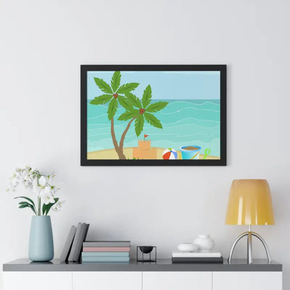 Chill with the Vibrant Sand Castle Framed Horizontal Poster