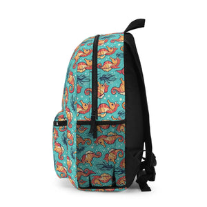 Vibrant Seahorse Pattern Backpack - Lightweight Travel - Dipaliz - Backpacks