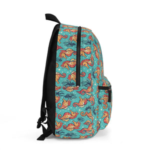 Vibrant Seahorse Pattern Backpack - Lightweight Travel - Dipaliz - Backpacks