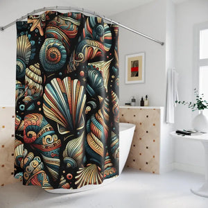 Vibrant Seashell Shower Curtain - Beach Vibes Coastal Decor - Dipaliz - 71’’ × 74’’ - Curtains