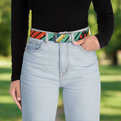 Vibrant Stripes Belt: Unleash Style with Buckle Versatility - Accessories