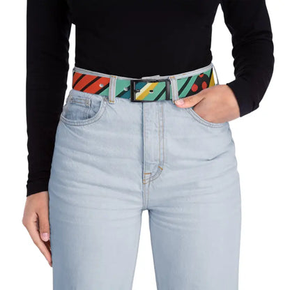 Vibrant Stripes Belt: Unleash Style with Buckle Versatility - Black Metal / 50’’ Accessories