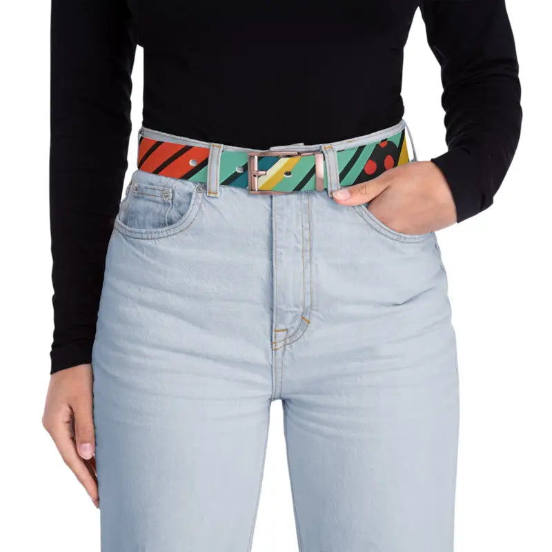 Vibrant Stripes Belt: Unleash Style with Buckle Versatility - Bronze Metal / 50’’ Accessories