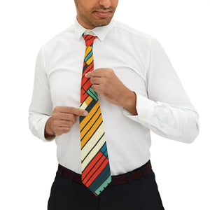 Vibrant Stripes Necktie with Keeper Loop - Bold Style - Dipaliz - one Size - Neckties