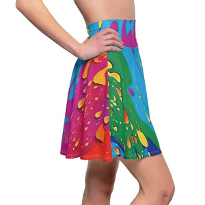 Splashed Paint Skater Skirt - Vibrant Women’s Fashion - Dipaliz - Skirts