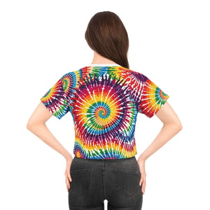 Crop Tee - Vibrant Tie Dye Spiral Aop Tee - Fashion Statement - Dipaliz