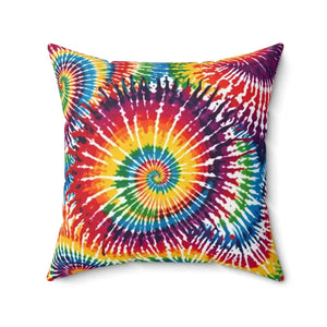 Vibrant Tie Die Spiral Polyester Square Pillow - Dipaliz - Throw Pillows