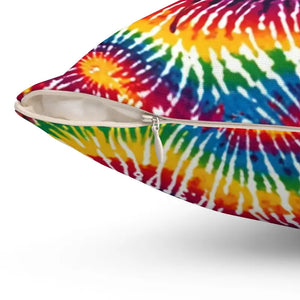 Vibrant Tie Die Spiral Polyester Square Pillow - Dipaliz - Throw Pillows